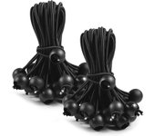 Paquete de 50 cuerdas elásticas negras de 15 cm, para lonas, tiendas de campaña y toldos, duraderas y ajustables