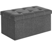 Banco de almacenaje plegable con tapa acolchada, soporta 300 kg, ideal para salón, dormitorio y entrada, gris claro