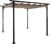 Pérgola cenador de jardín estructura estable 6 cm + techo practicable 3,5x3,5 m marrón topo 04_0004111