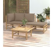 Maison exclusive - set de muebles de jardín 4 piezas bambú y cojines gris taupe