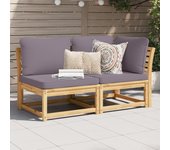 Set de muebles de jardín 2 piezas | juego sofá de jardín | conjunto de comedor jardín con cojines madera acacia cfw34881