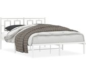 Estructura de cama de metal con cabecero blanco 135x190 cm