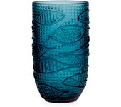 6x vasos de vidrio azul atlántico cl45, marca h&h