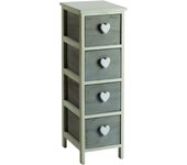 King home cajonera de madera de paulownia 26x32x81h cm 4 cajones c/núcleo blanco/gris