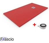 Plato de ducha 70x90 cm línea vulcanofino color rojo ral 3020 en resina sintética y polvo de mármol con desagüe libre - frascio