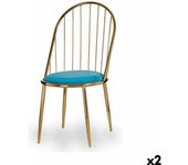 Silla barras azul dorado hierro 48 x 95,5 x 48 cm (2 unidades)