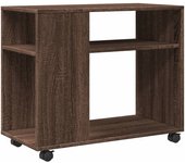Mesa auxiliar，mesa de centro，mesita de centro con ruedas madera roble marrón 70x35x60 cm cfw253401