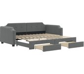 Sofá cama | cama para adultos nido con cajones tela gris oscuro 90x190 cm cfw458677