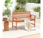 Banco de 2 plazas de madera maciza, con asiento con listones y respaldo inclinado, reposabrazos cómodos, carga de 180 kg, para jardín, balcón