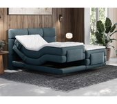 Boxspring con cabecero acolchado + somieres relax eléctricos + colchón + cubrecolchón - 2 x 90 x 200 cm - tela - azul - lodi de palacio