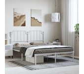 Vidaxl estructura cama sin colchón con cabecero metal blanco 135x190cm