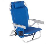 Aktive silla de playa xxl plegable y reclinable 5 posiciones azul c/nevera y mochila