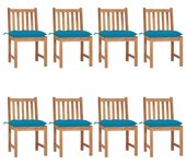 Vidaxl sillas de jardín 8 unidades madera maciza de teca con cojines