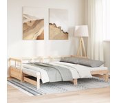 Diván y cama nido y colchón 90x200 cm madera maciza de pino