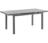 Mesa extensible de aluminio color topo con tapa de cristal 140/180x90cm