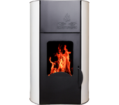 Hidro estufa de pellet de 30 kw de potencia, autonomía 10-20 horas, superficie 240 m2 y consumo 2-4 kg/h color blanco con cristal