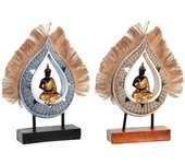 Figura decorativa dkd home decor 18,5 x 5,6 x 30,5 cm beige azul buda oriental (2 unidades)