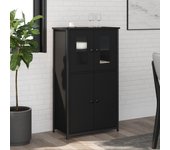 Aparador alto | aparador de comedor | armario de cocina madera contrachapada negro 62x32x106,5 cm cfw23008