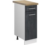 Vicco mueble bajo de cocina r-line, hormigón negro, 30 cm et roble