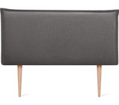 Dhome cabecero de lino natural liso con ribete y patas cabezal tapizado cama dormitorio moderno top trending (gris oscuro, 105cm)