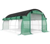 Invernadero de plástico de 4 x 3 x 2 m con 8 ventanas, puerta enrollable, paredes laterales enrollables, invernadero de plástico con protección uv.