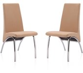 Pack 2 sillas de comedor, sillas para salón, acabado en tejido beige, medidas: 44 cm (ancho) x 61 cm (largo) x 95 cm (alto)