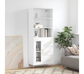 Aparador alto | aparador de comedor | armario de cocina madera contrachapada blanco 69,5x34x180 cm cfw28659