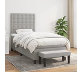 Cama con somier y colchón gris claro 90x190 cm tela