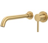 Valaz grifo de lavabo empotrado redondo monomando oro mate con protección pvd caño 26cm - serie guadiana