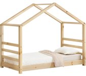 Cama para niños de pino vardø 80 x 160 cm - forma de casa - color pino natural [en.casa]