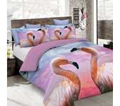 Funda nórdica goodnight, flamingo, individual