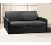 Sofá cama italiano 3 plazas piel sintética calife - negro - cama 140 cm - colchón 18 cm