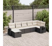 Conjunto de muebles de jardín vidaxl de 7 piezas con cojines negros de mimbre