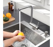Cecipa max mezclador de cocina plegable giratorio de 360°, grifo de cocina con mango plegable contra la ventana, mezclador de fregadero de acero inoxi