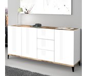 Aparador 160 x 40 cm 3 puertas 3 cajones cocina vestíbulo rebecca wood