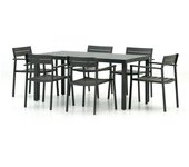 Conjunto de jardín mesa y 6 sillas de aluminio antracita - monza