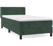 Cama con somier tapizado y colchón de terciopelo verde oscuro 90x190 cm