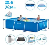 Paquete de piscina - intex - rectángulo - 300x200x75 cm + accesorios cb97