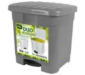 Cubo de basura gris papelera duo clasificador 46 litros ecologic 2 en 1
