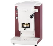 Faber slot plast basic - cafetera con prensa monodosis de latón - estructura de metal burdeos y frontal de policarbonato blanco