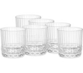 Pack de 6 vasos america 20's bormioli 37cl con relieve transparente