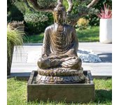 Fuente de jardí­n buda sentado con pátina 1,20 m