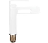 Grifo mezclador de agua fría y caliente en cascada para baño, grifo de lavabo de un solo orificio para baño, color blanco
