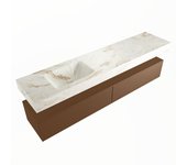 Mondiaz alan-dlux 200cm mueble de baño rust 2 cajones. con lavabo cloud izquierda 1 orificio color frappe