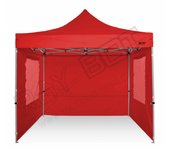 Carpa plegable 3x3 rojo con telones laterales y ventanas. acero 30 mm. tejido recubierto de pvc impermeable, repelente al agua de 350gm