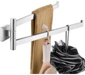 Auralum max toallero de pared con 2 ar doblesm brazo de 180 rotación barra de toallas cepillado de acero inoxidable 304,40 cm para baño