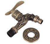 Grifo de pared de latón antiguo para lavadora o baño.