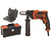 Taladro de impacto 850w + 32 accesorios guía de profundidad black+decker beh850ka32-qs