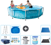 Paquete de piscina - intex - alrededor - 305x305x76 cm + accesorios a1319