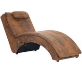 Tumbona de jardín | tumbona de exterior | silla de masaje con almohada de piel de ante artificial marrón cfw598682